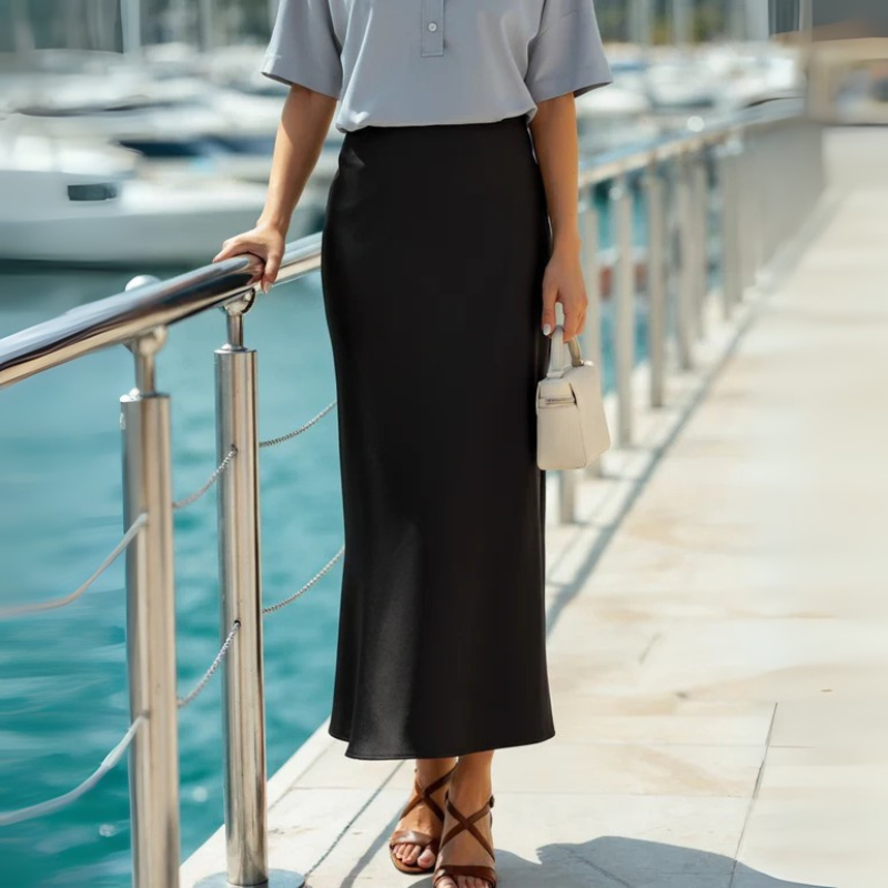 The Verona Silk Midi Skirt