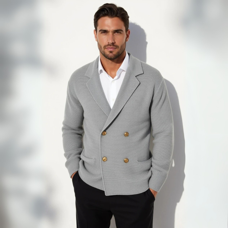 The Zurich Cotton Double-Breasted Knit Cardigan