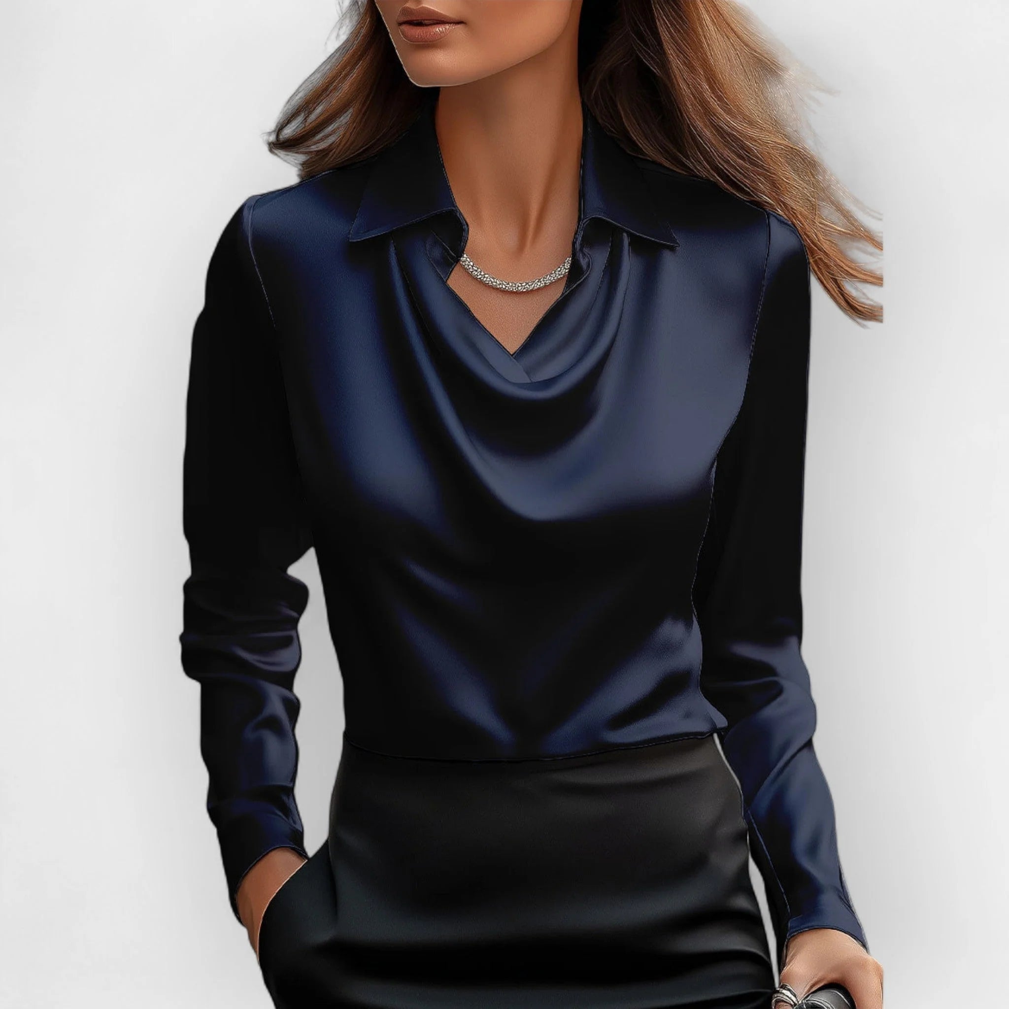 The Paris Draped Cowl-Neck Blouse