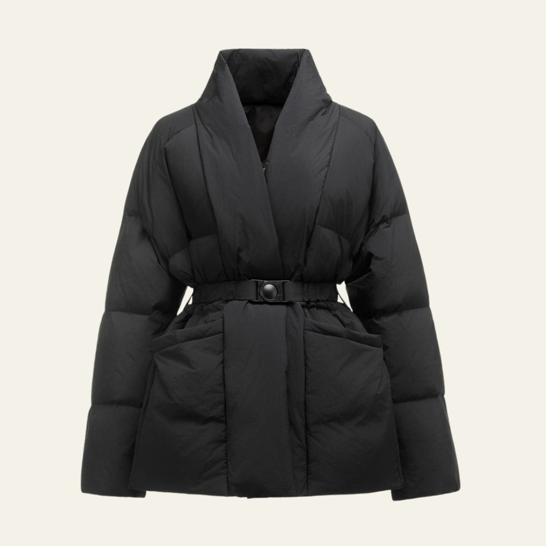 The Alpine Belted Shawl-Collar Puffer Jacket