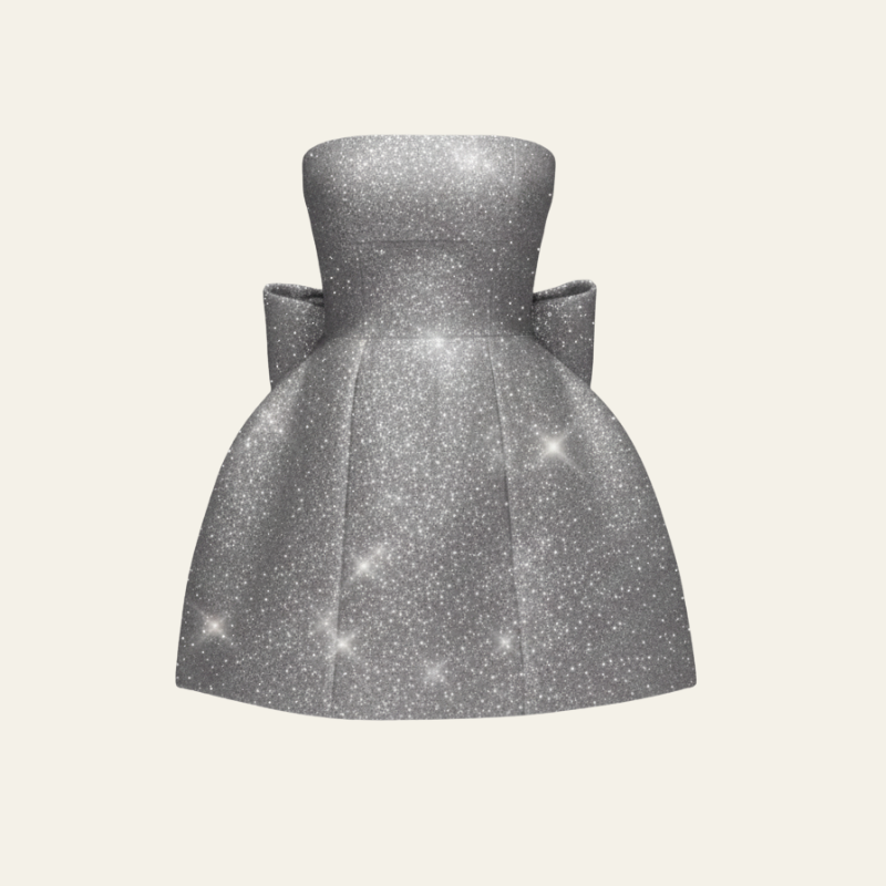 The Aurette Glitter Bow-Back Dress