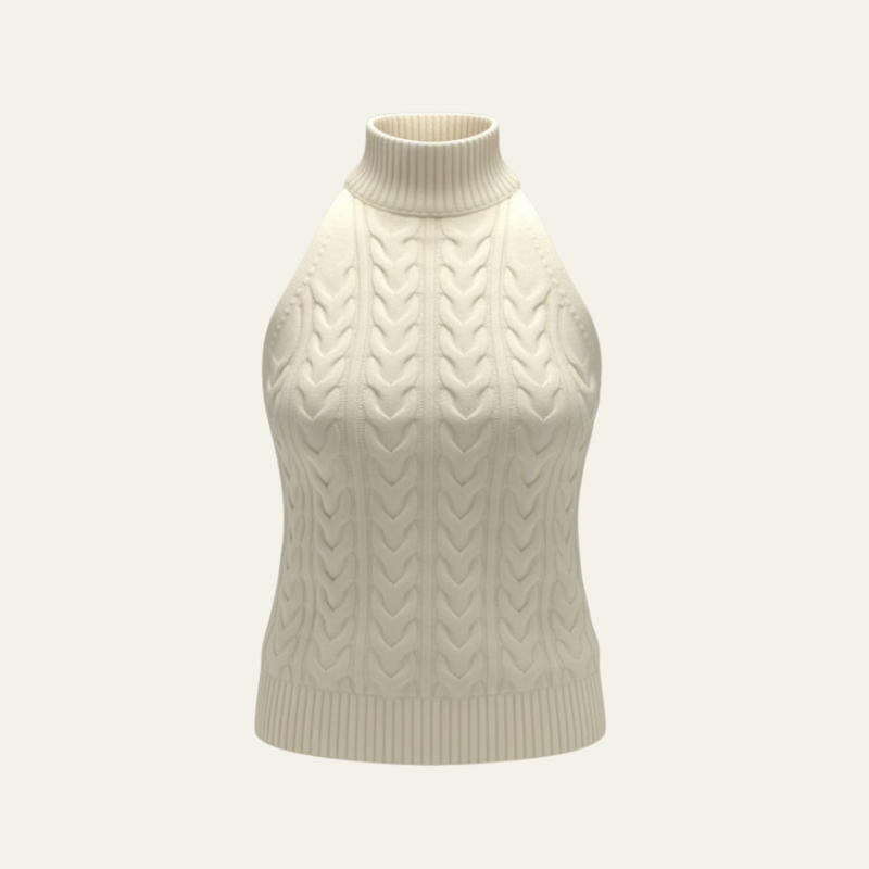 The Renée Cable Knit Sleeveless Turtleneck