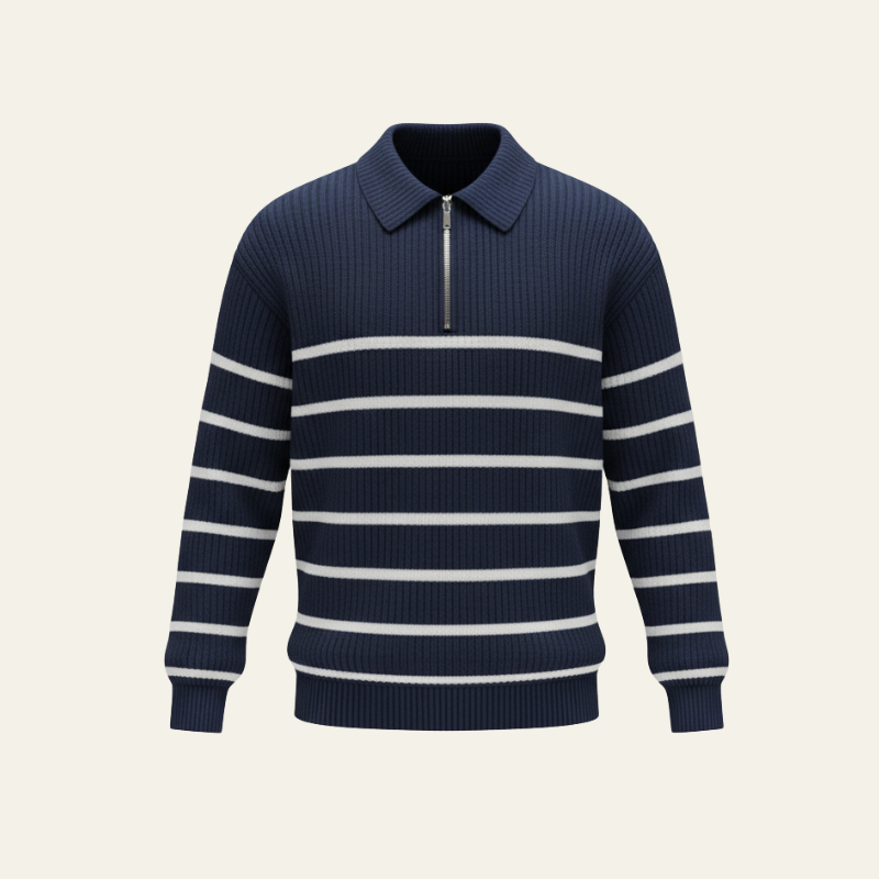The Arven Striped Half-Zip Knit Sweater