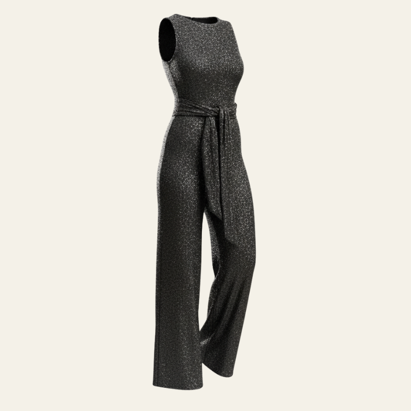 The Monica Glitter Belted Jumpsuit