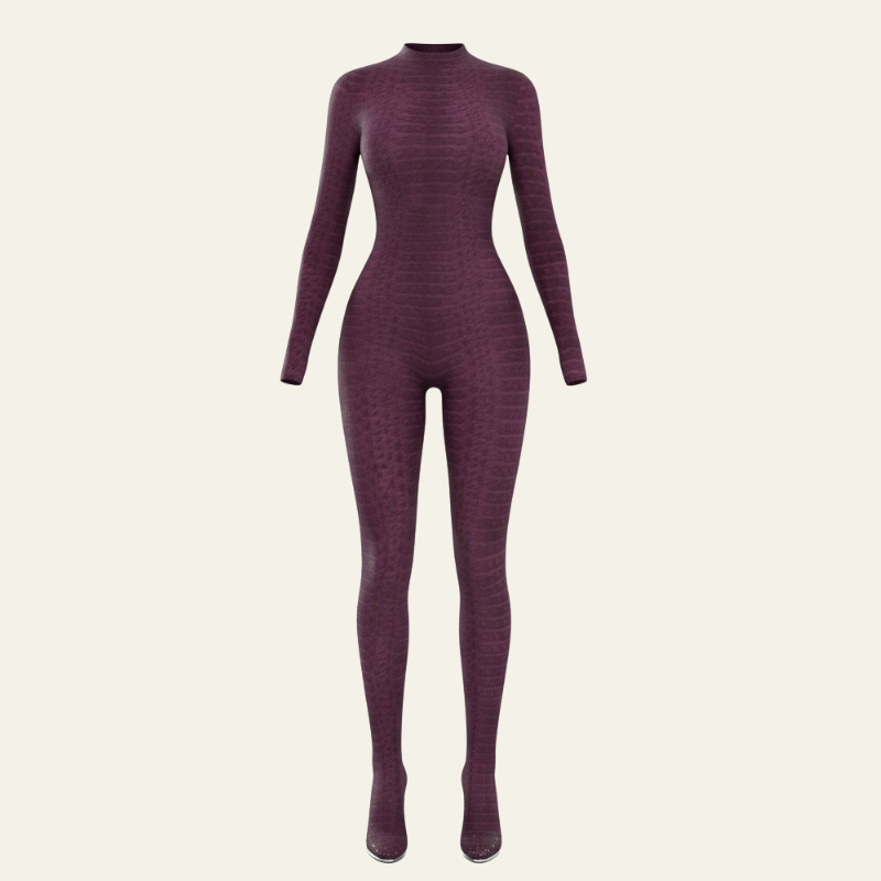 The Livia Houndstooth Long-Sleeve Jumpsuit
