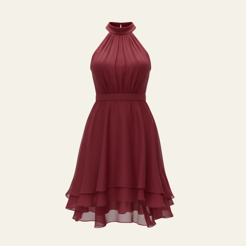 The Elara Ruffled Halter Dress