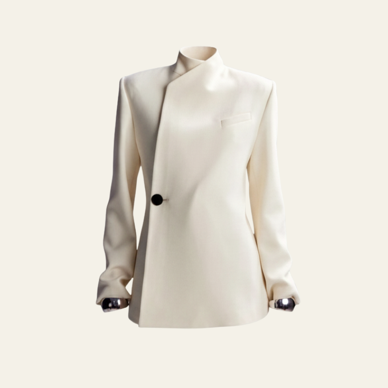 The Bridget Asymmetric Stand-Collar Blazer