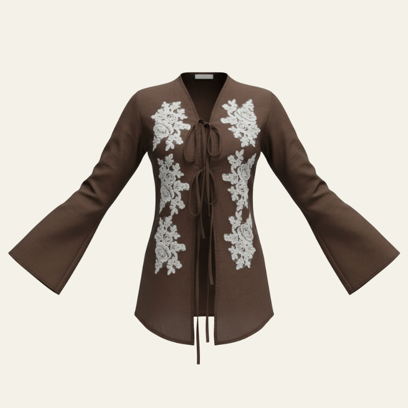 The Valencia Embroidered Tie-Front Top