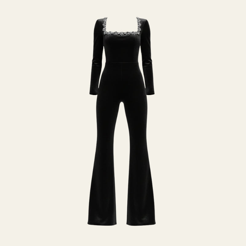 The Milano Embellished Square-Neck Jumpsuit
