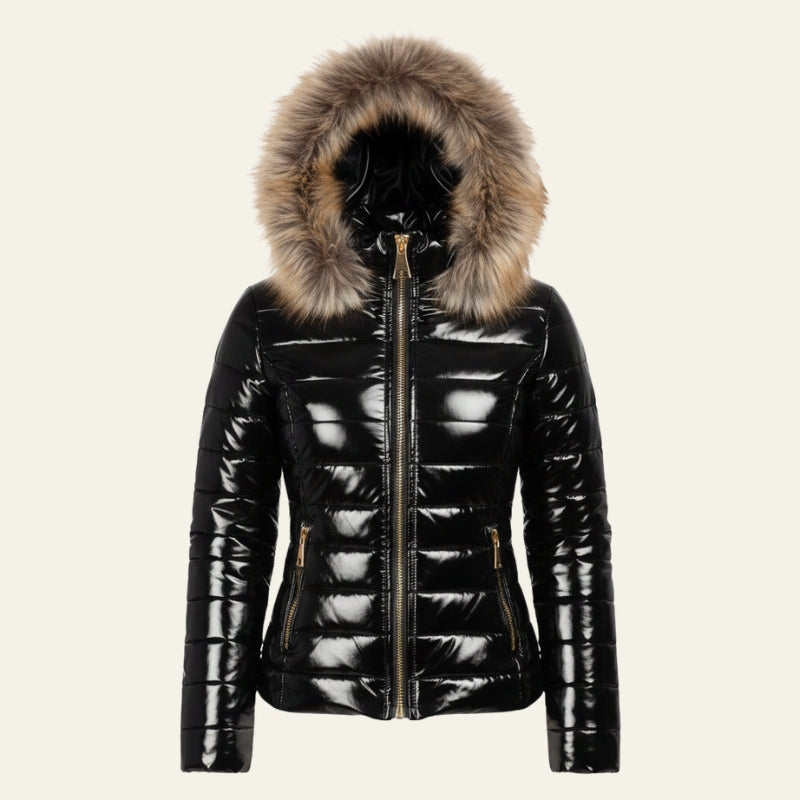 The Oslo Gloss-Finish Faux-Fur Hood Puffer Jacket