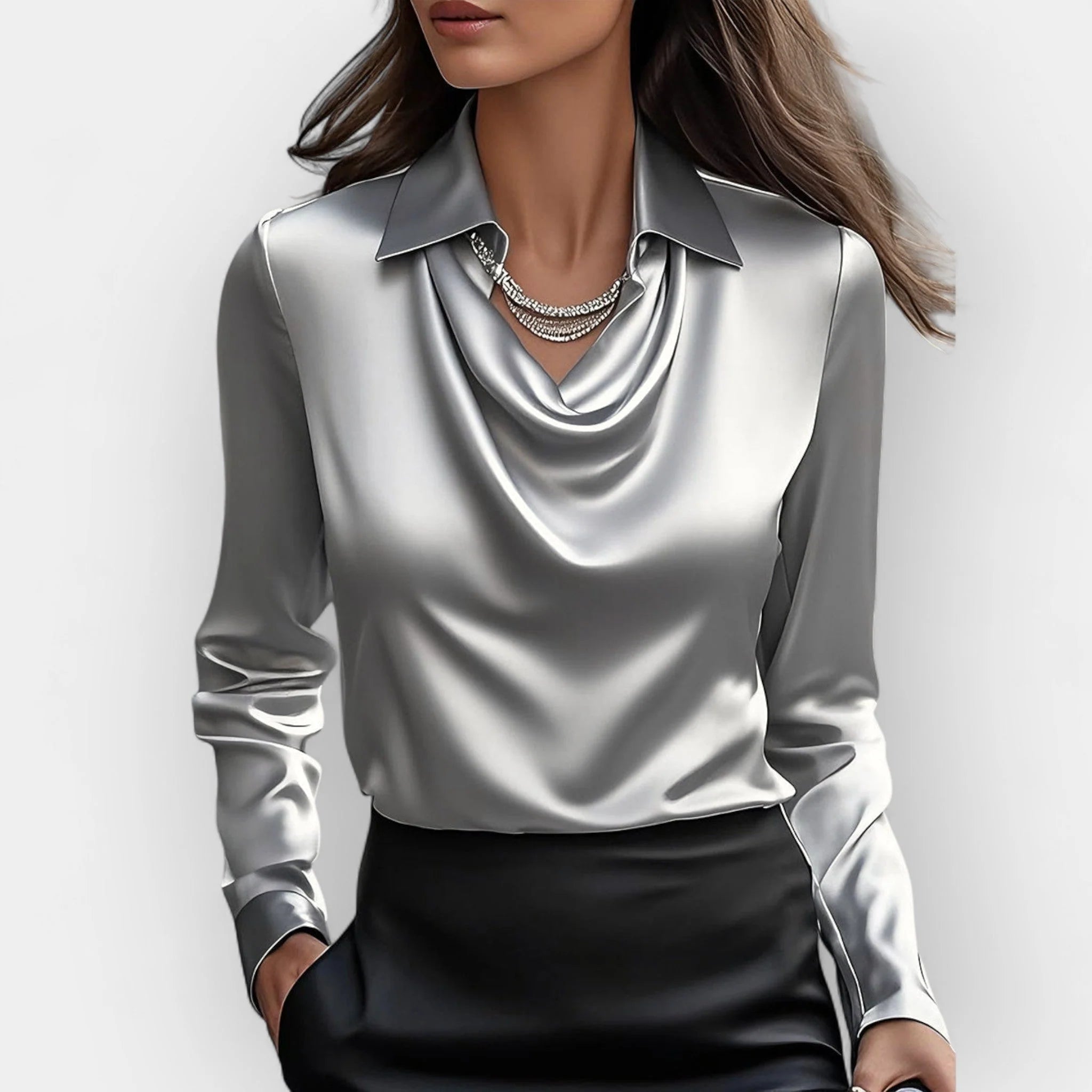 The Paris Draped Cowl-Neck Blouse