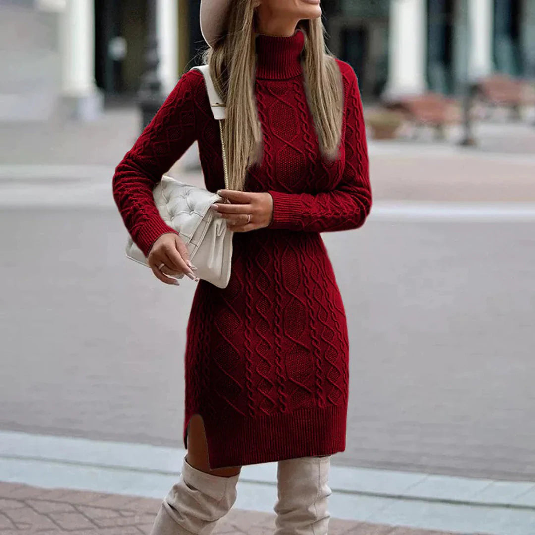 The Siena Cable-Knit Turtleneck Mini Dress