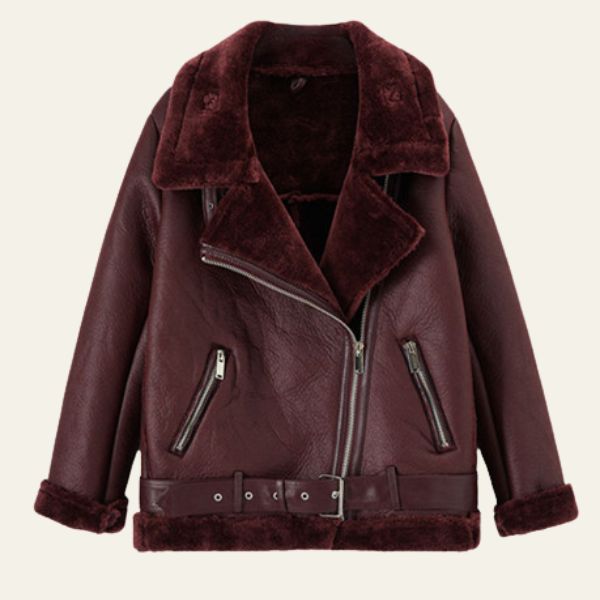 The Bordeaux Faux Shearling Aviator Jacket