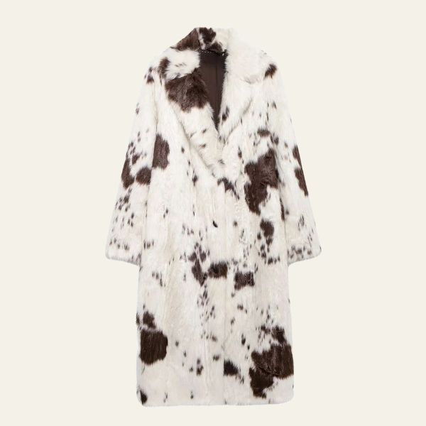 The Aspen Faux Fur Cow Print Coat