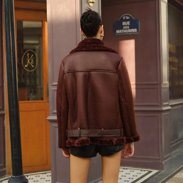 The Bordeaux Faux Shearling Aviator Jacket