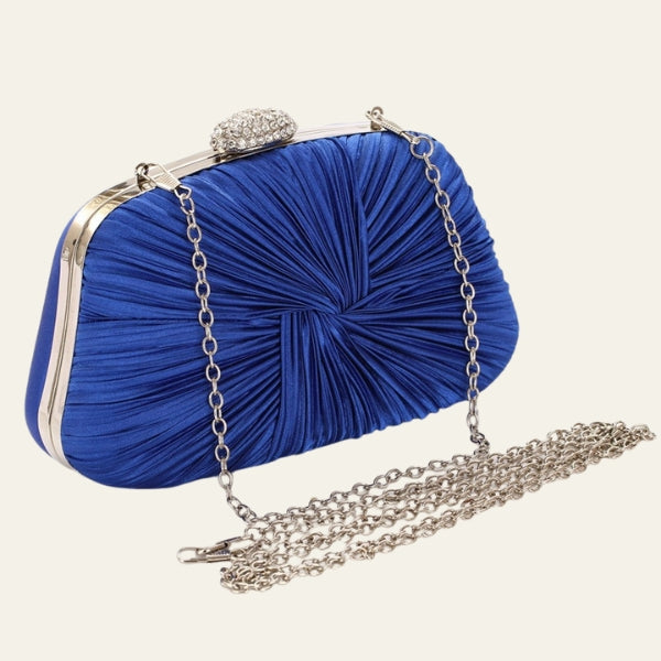 The Sorrento Pleated Crystal-Clasp Clutch