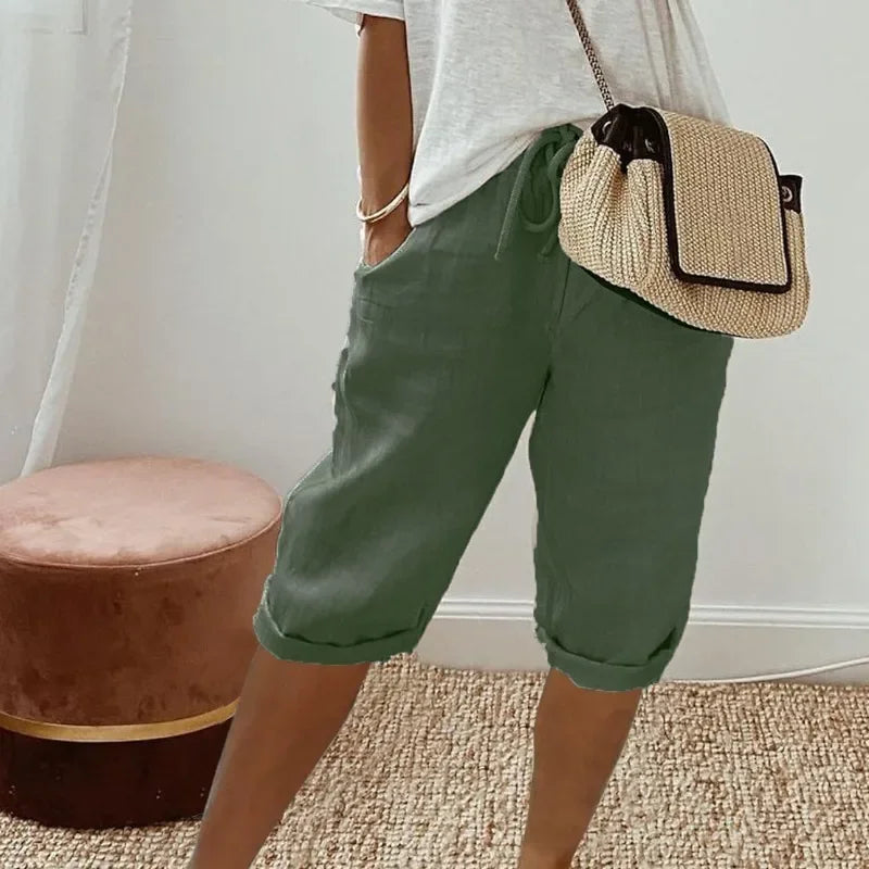 The Capri Drawstring Eco-Linen Cropped Trousers