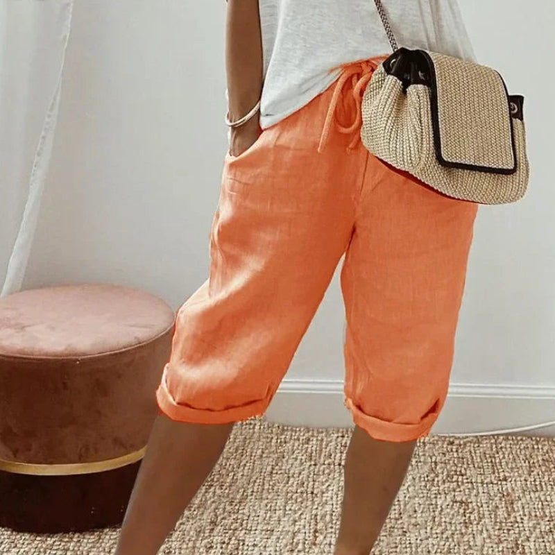 The Capri Drawstring Eco-Linen Cropped Trousers