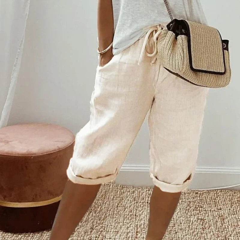 The Capri Drawstring Eco-Linen Cropped Trousers