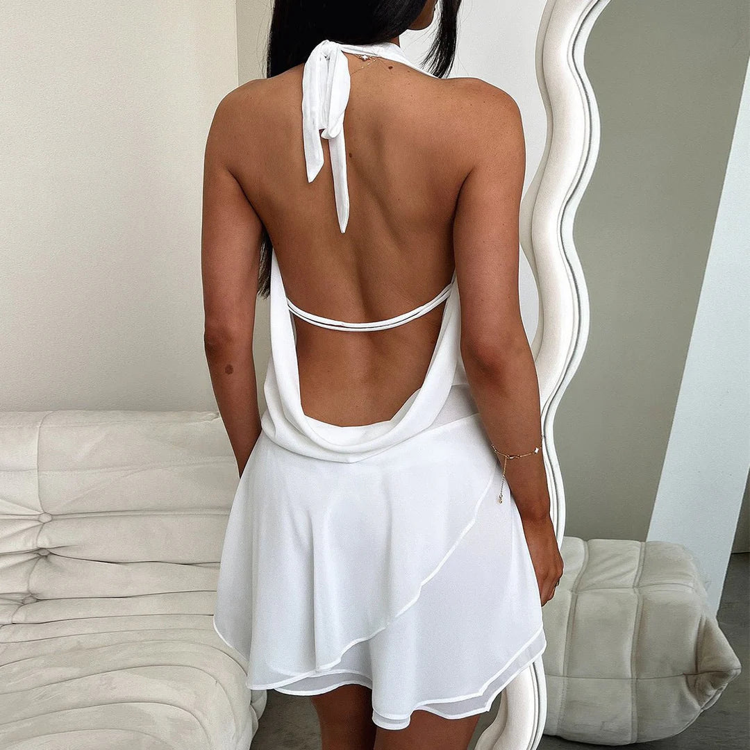 The Riviera Draped Halter Mini Dress