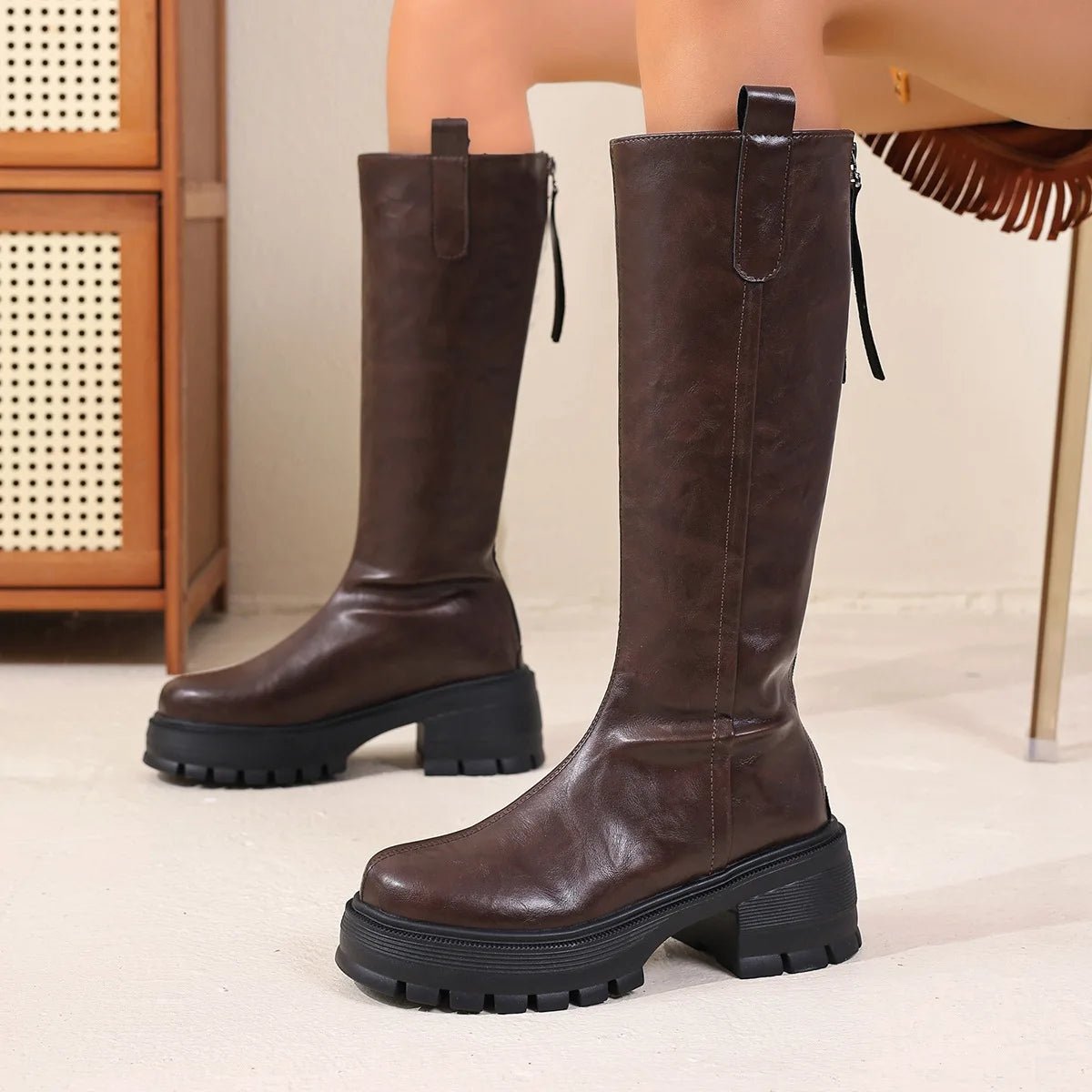 The Riviera Lug-Sole Knee-High Boots